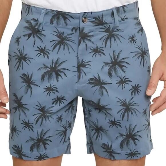 Slate & Stone Palm Tree Short Knee-Length Cotton Twill Blue Black Men's 33 NWOT - Picture 1 of 10
